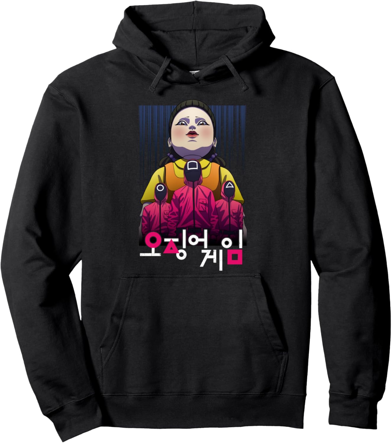 Squid Game Anime Masked Guards Logo Pullover Hoodie