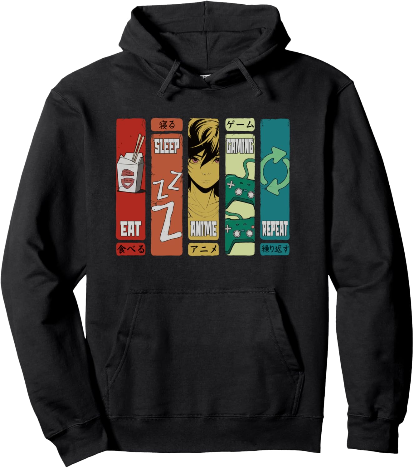Eat Sleep Anime Gaming Repeat Funny Kawaii Anime Manga Pullover Hoodie