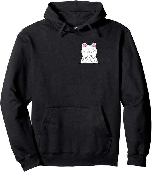Cat Middle Finger Finger Finger Funny Bag Pullover Hoodie