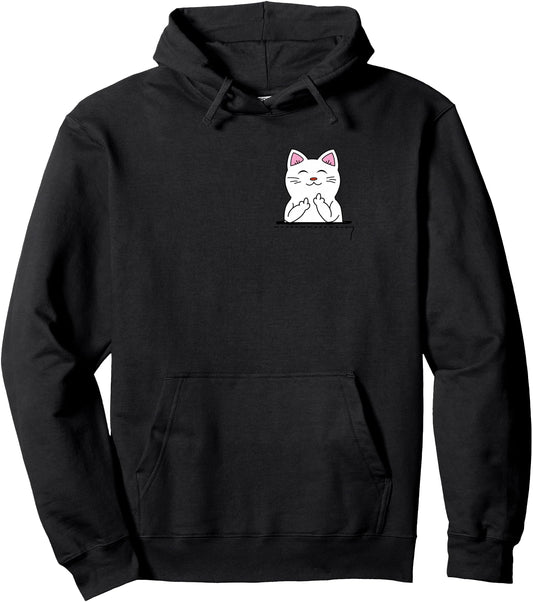 Cat Middle Finger Finger Finger Funny Bag Pullover Hoodie