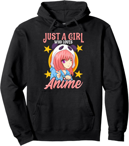Cute & Funny Just A Girl Who Loves Anime Pullover Hoodie