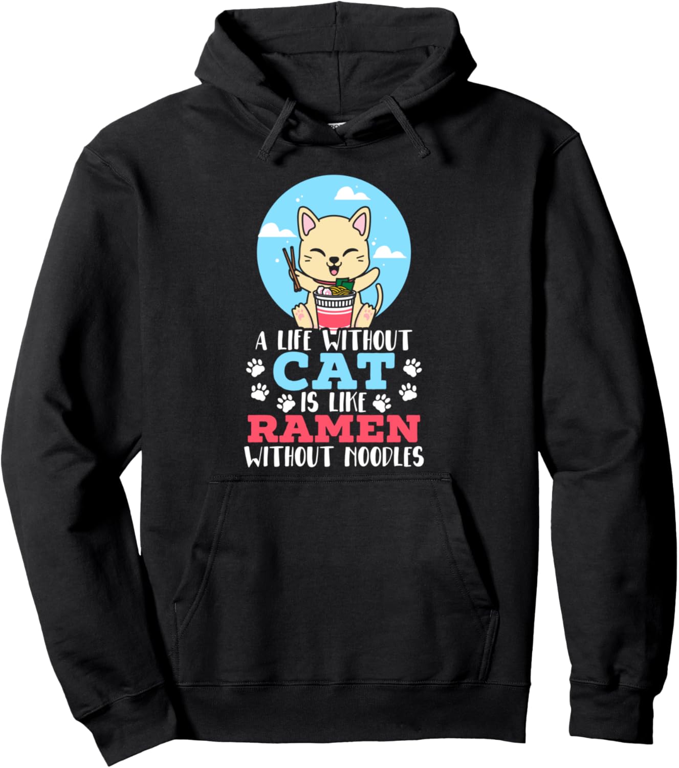 Cat Ramen Kawaii Anime Pullover Hoodie