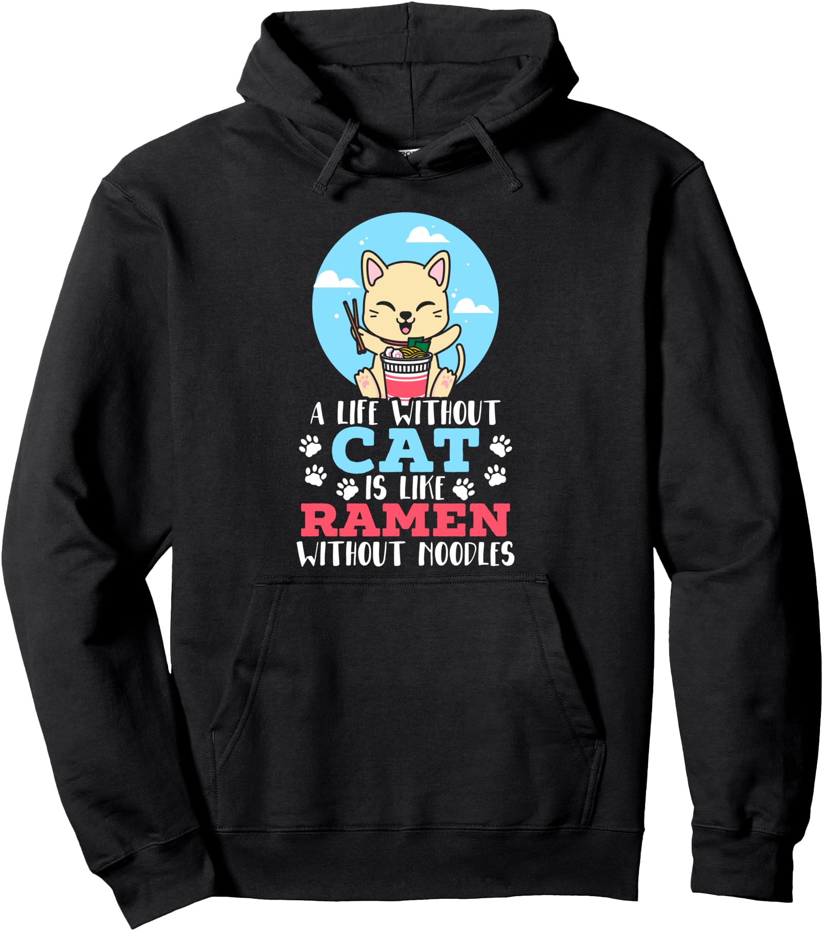 Cat Ramen Kawaii Anime Pullover Hoodie