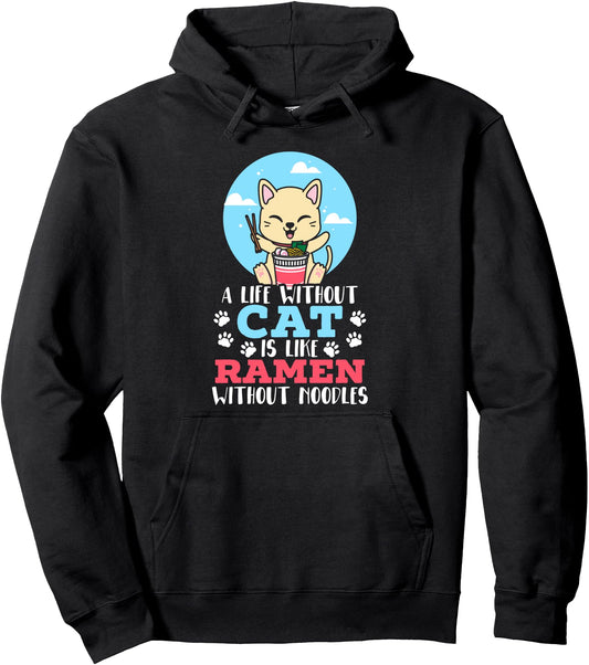 Cat Ramen Kawaii Anime Pullover Hoodie