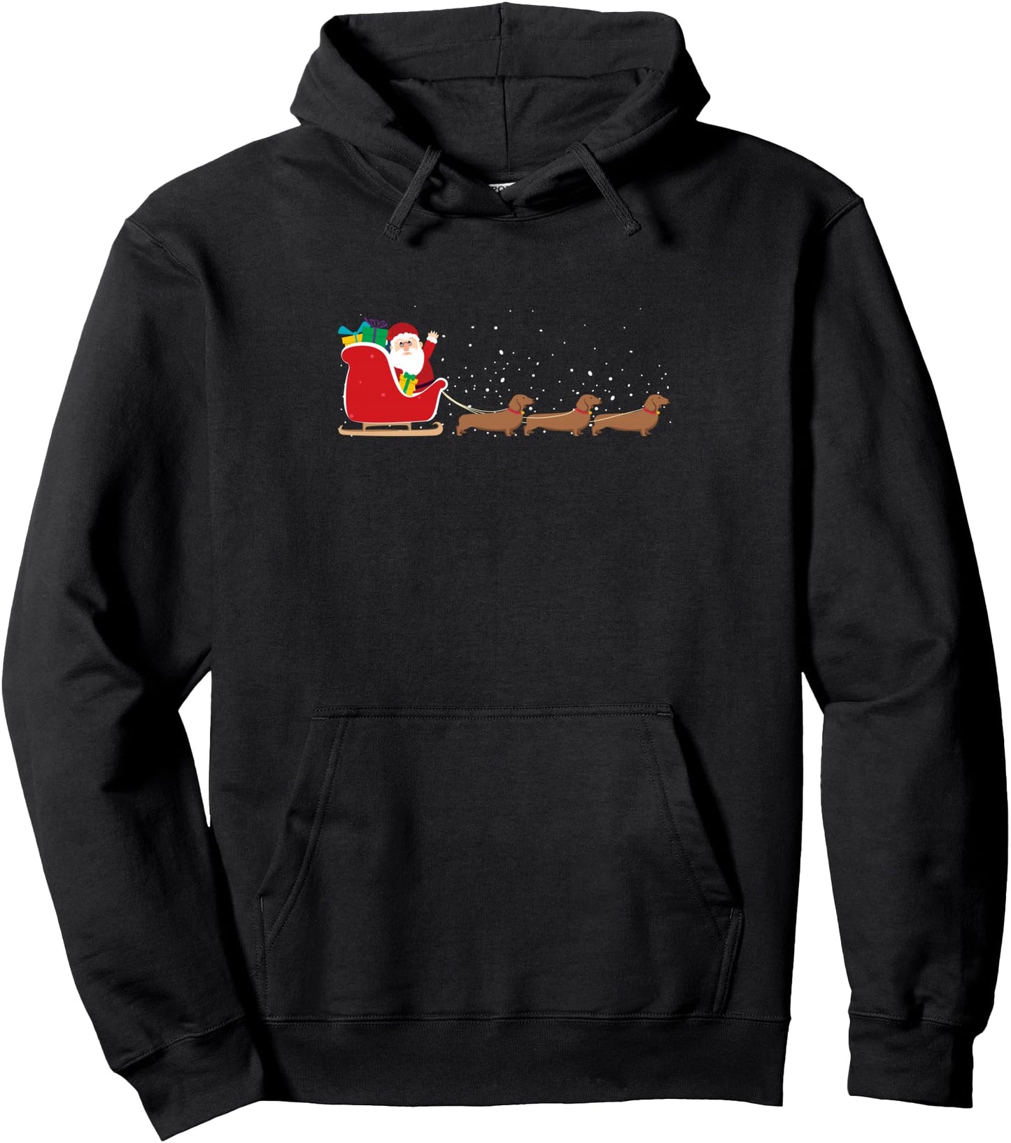 Dachshund Santa Christmas Sleigh - Funny Dachshund Xmas Pullover Hoodie