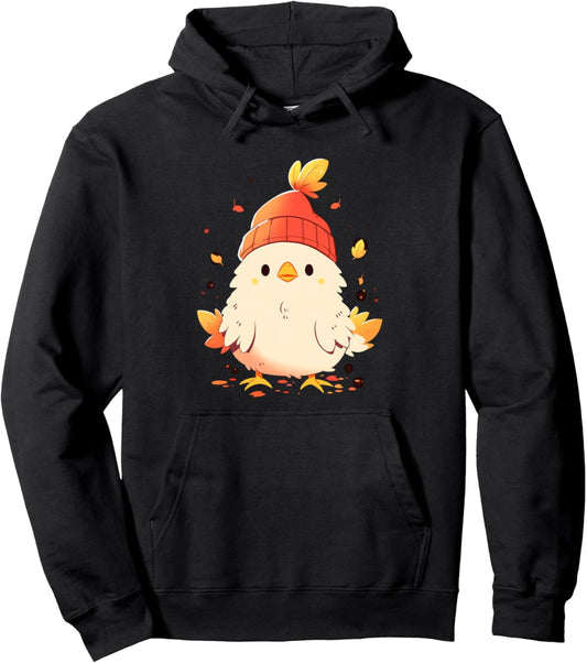 Chicken Autumn Fall Leaves Thanksgiving Pullover Hoodie