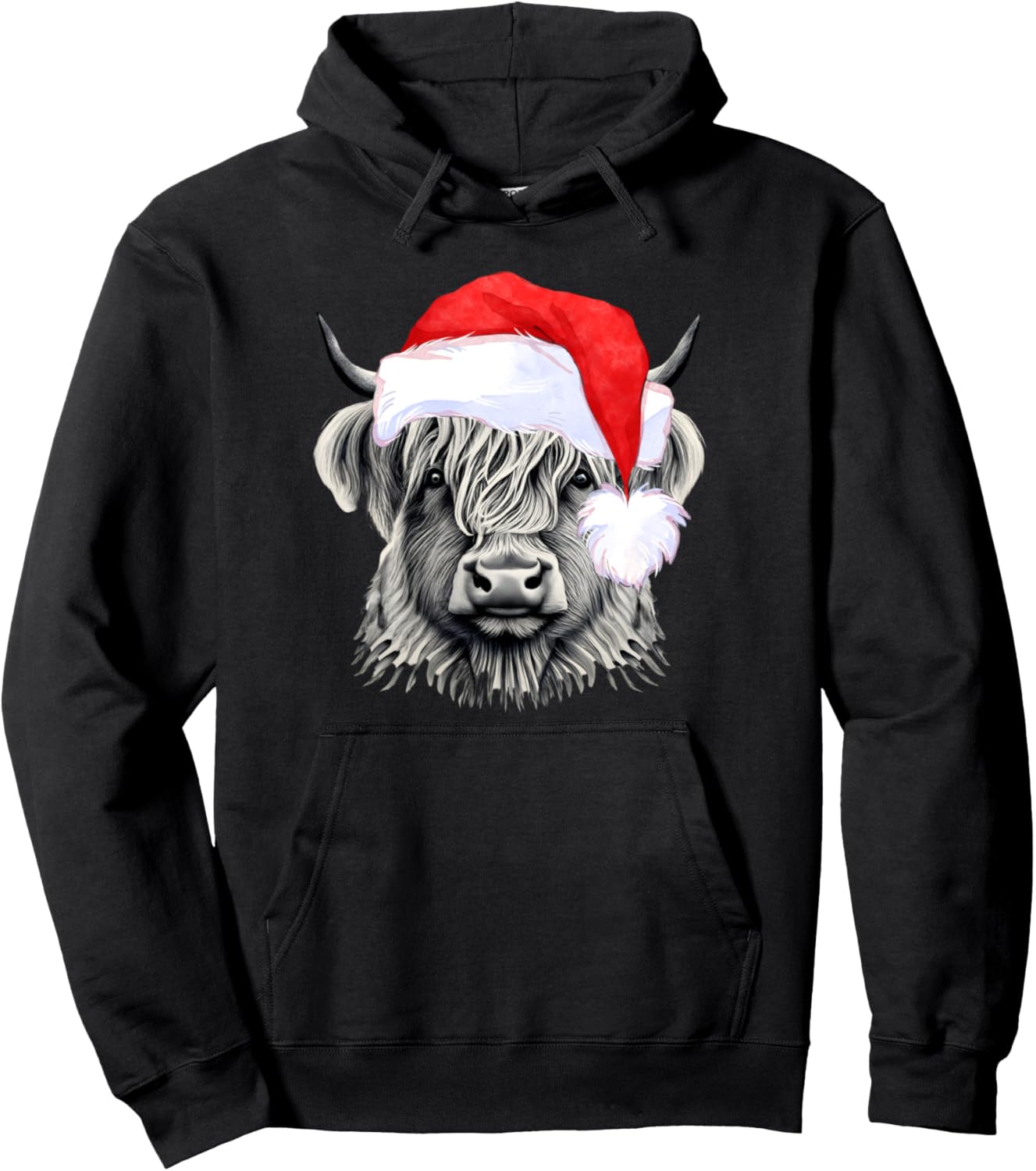 Christmas Cow Scottish Christmas Highland Cow Santa Hat Pullover Hoodie