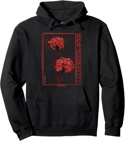 Japanese Spider Lily Soft Grunge Anime Aesthetic Flower Pullover Hoodie