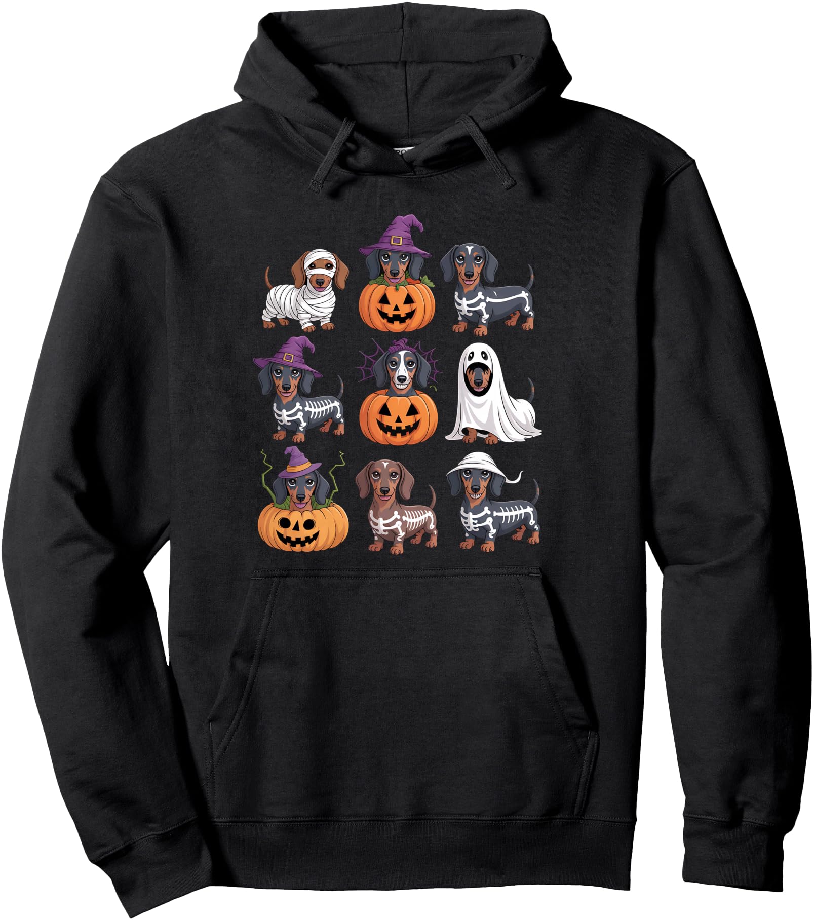 Ghost Dog Pumpkin Dachshund Halloween Spooky Dog Wiener Pullover Hoodie
