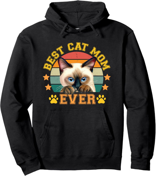 Cat Mom Tonkinese Best Ever Funny Retro Pet Lover Pullover Hoodie