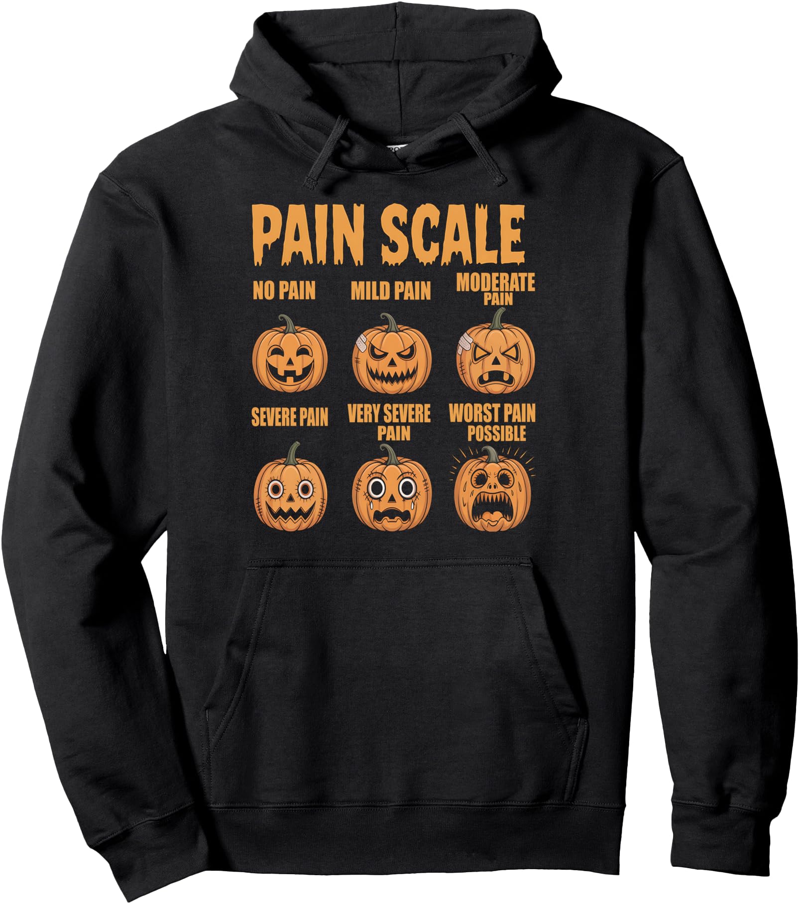 Halloween Nurse Shirt Pumpkin Pain Scale CNA Medical ICU RN Pullover Hoodie