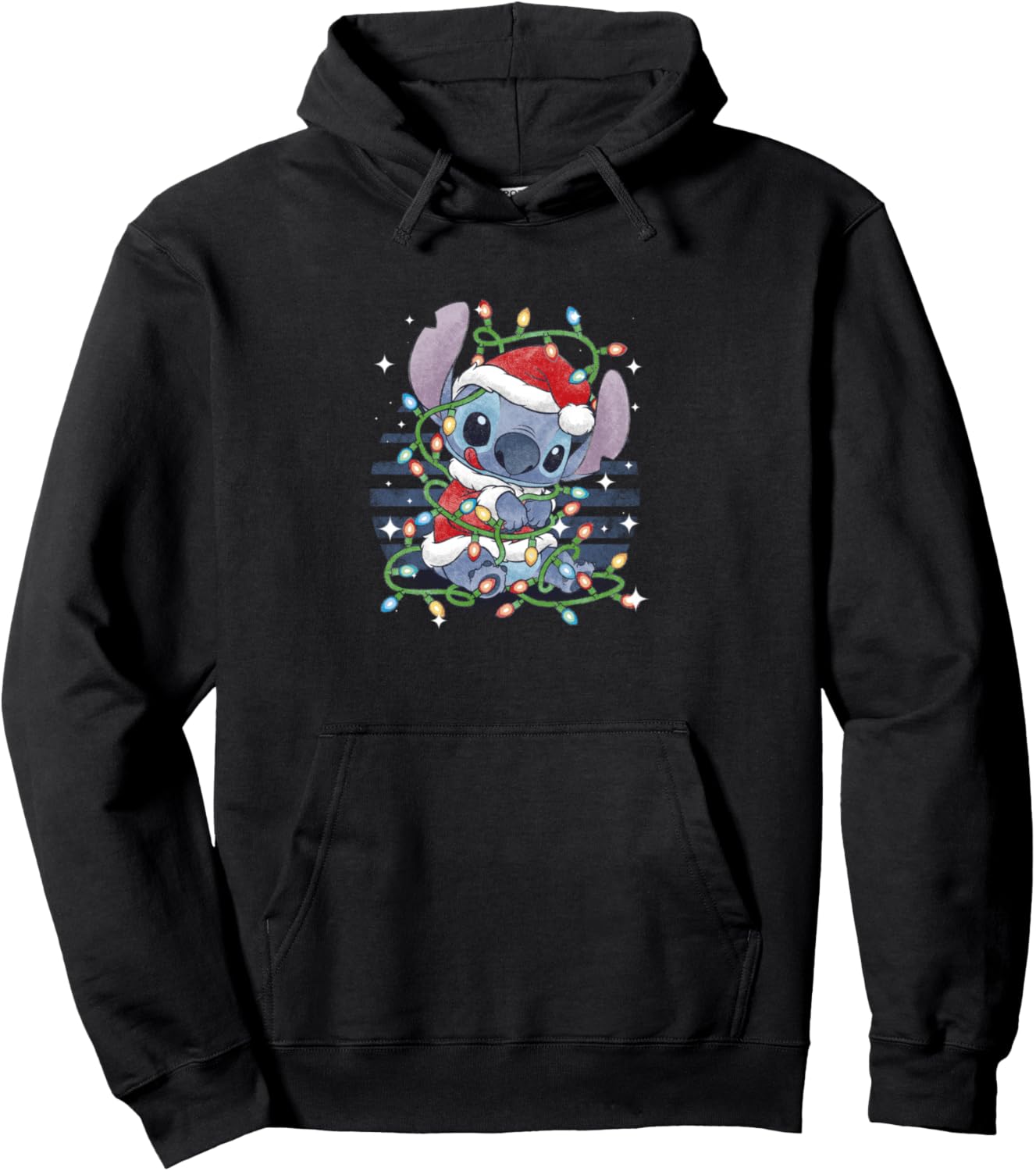 Disney Lilo & Stitch Christmas Tangled Lights Portrait Pullover Hoodie