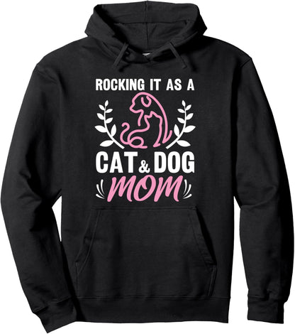 Cat And Dog Mom Fur Mama Mother's Day Pullover Hoodie