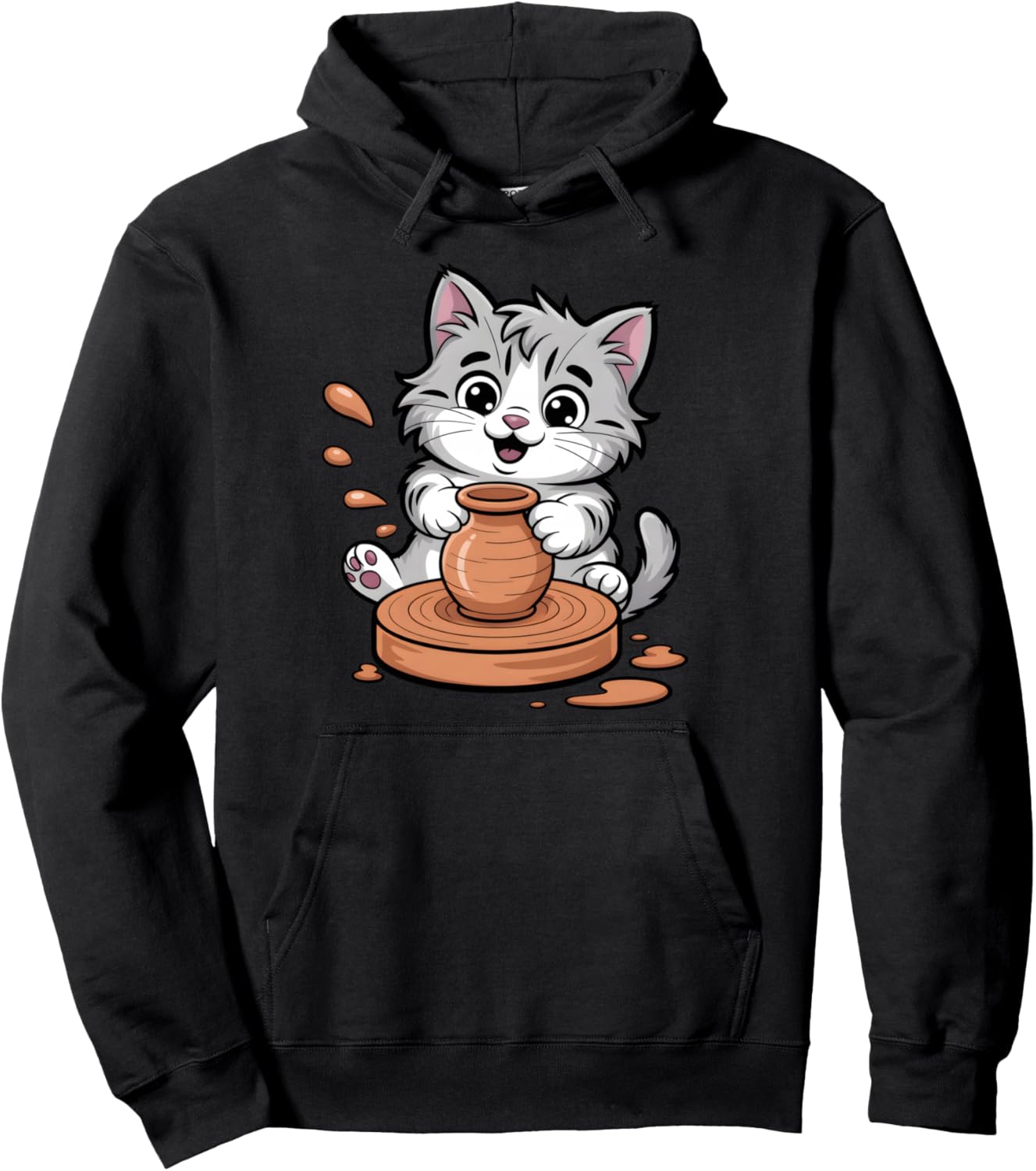 Cat Potter Making Clay Pot Pullover Hoodie