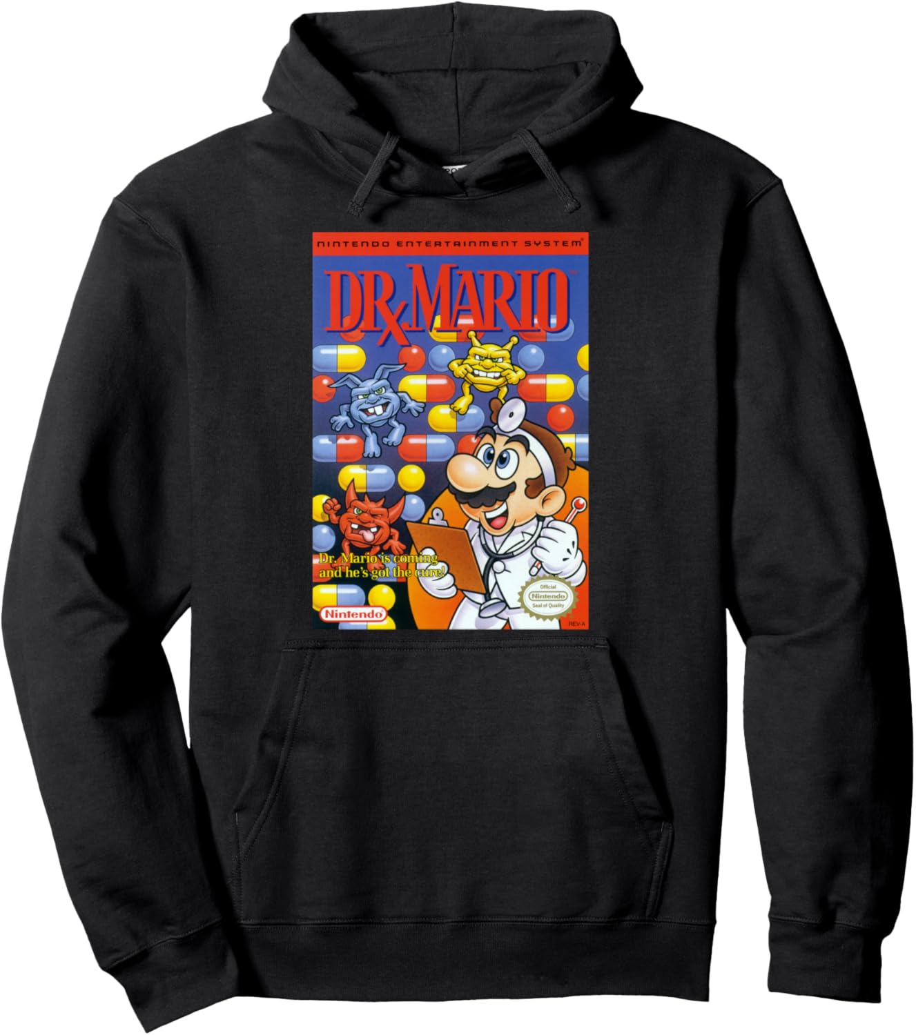 Super Mario Dr Mario Retro NES Game Cover Poster Pullover Hoodie