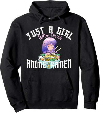 Anime Girl Shirt Just a Girl Who Loves Anime and Ramen Pullover Hoodie