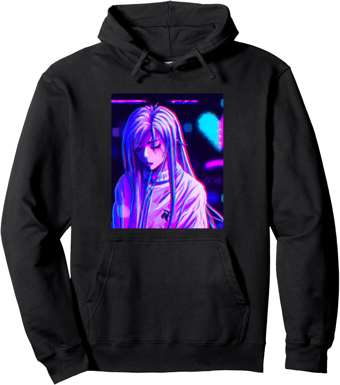 Pastel Aesthetic Anime Girl Synthwave Sad Girl Anime Merch Pullover Hoodie