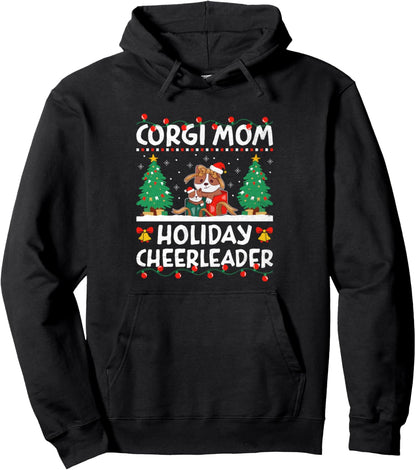 Christmas Corgi Mom Dog Breed Owner Rescuer Fur Mama Pullover Hoodie