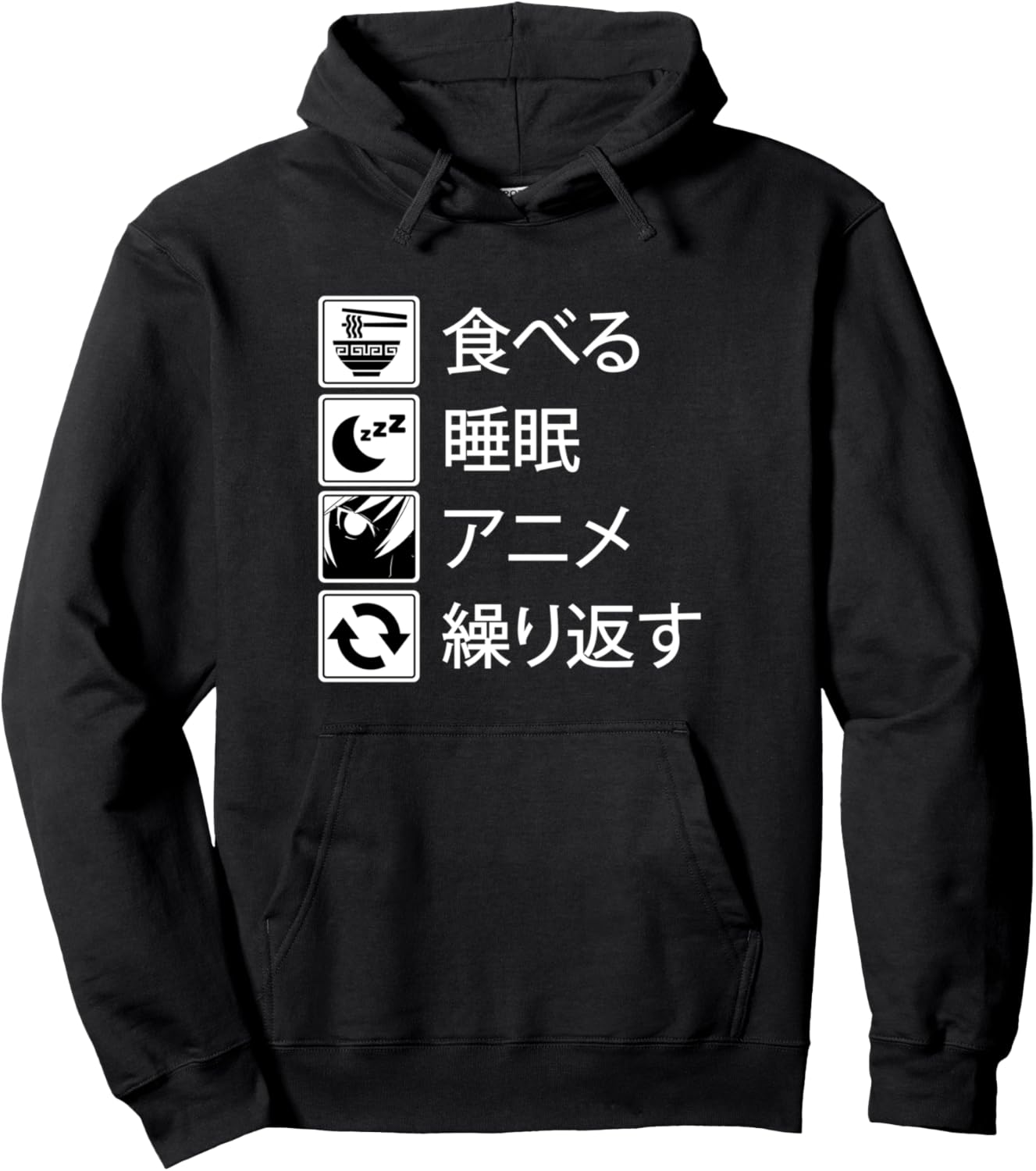 Eat Sleep Anime Repeat Pullover Hoodie