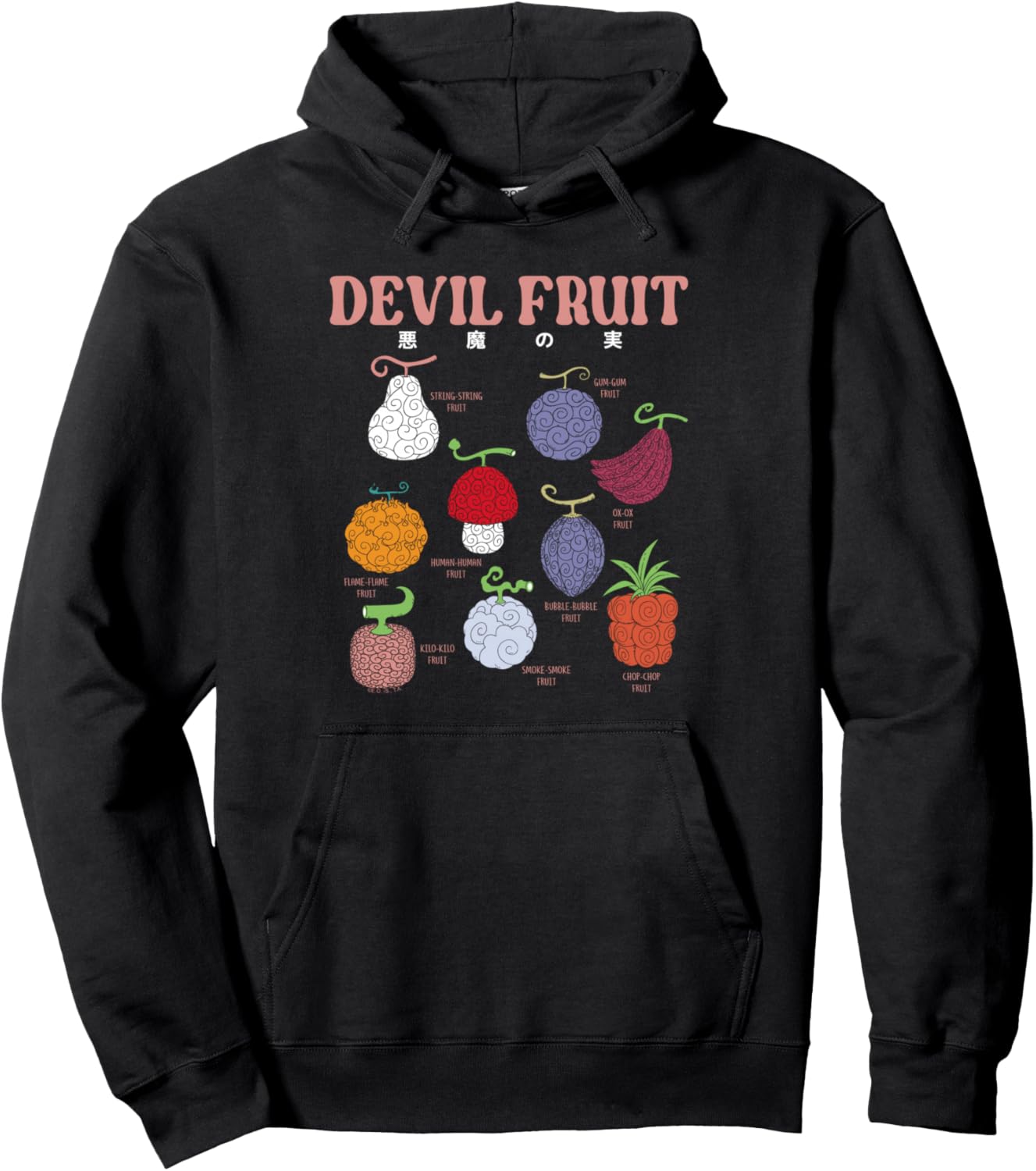 One Piece Anime Devil Fruit Varieties Illustration Pullover Hoodie