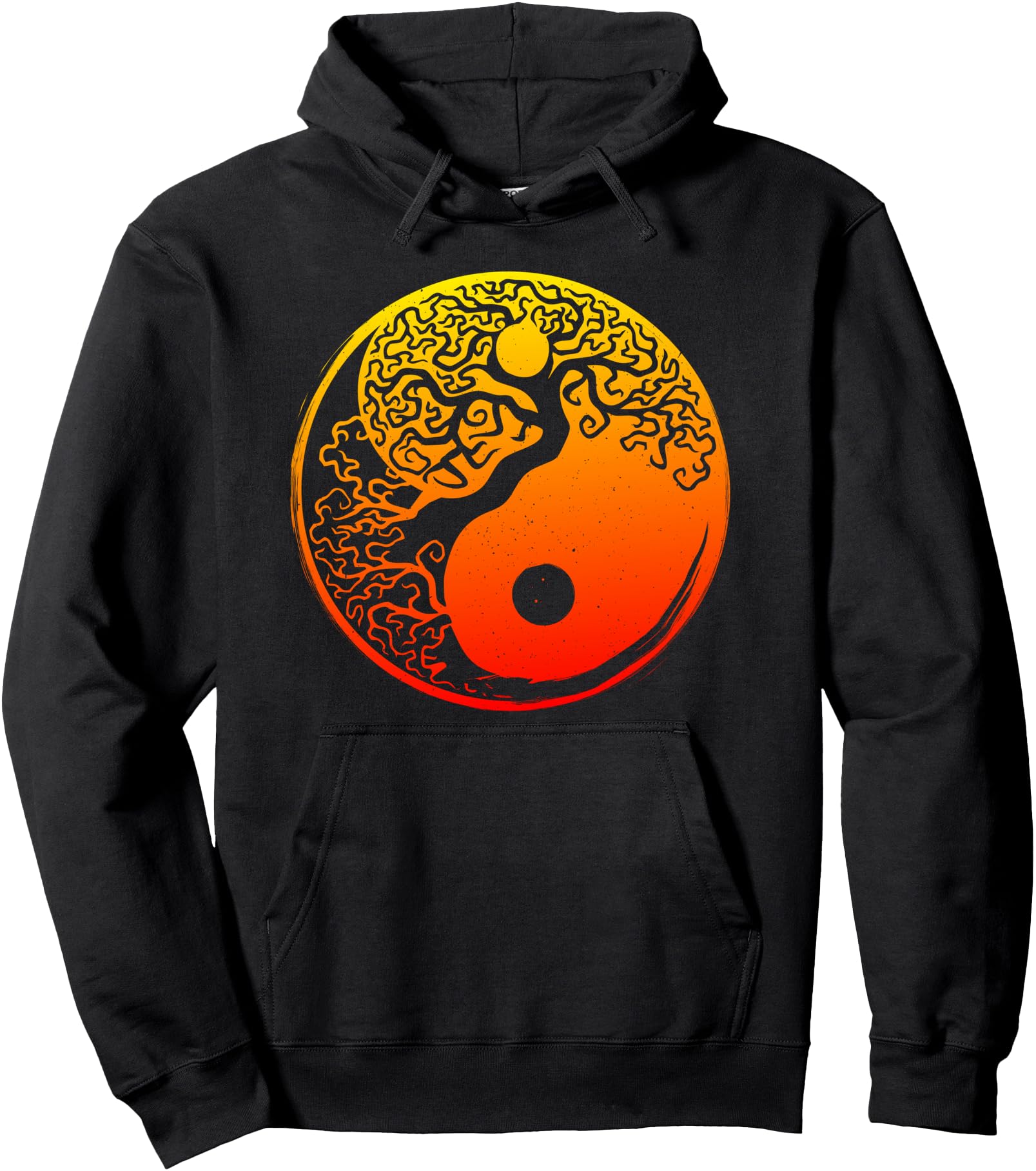 Yin Yang Bonsai Tree Japanese Hoodie Golden Sun Buddhist Zen