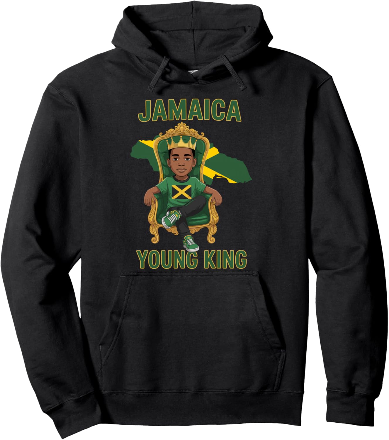 Jamaica Young King Proud Jamaican Flag For Boys Pullover Hoodie