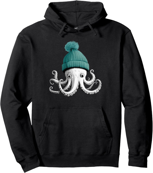 Cephalopod Octopus Lover Chilling in a Cap Novelty Apparel Pullover Hoodie