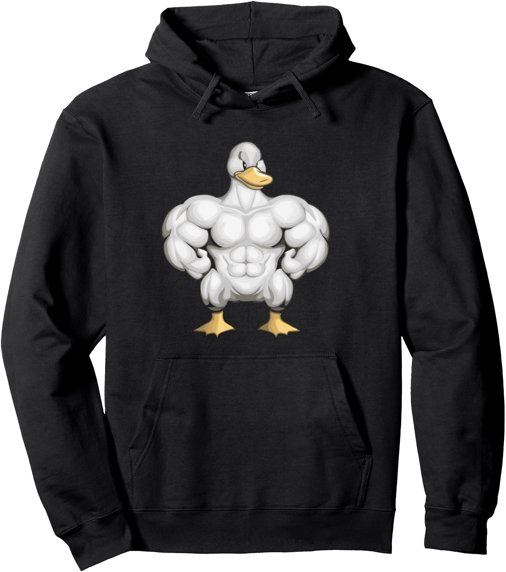 Cartoon Muscle Duck Pullover Hoodie