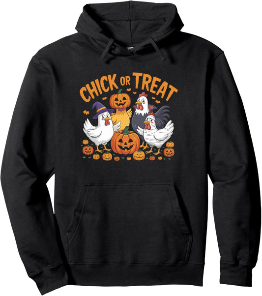 Chick or Treat Funny Halloween Spooky Chicken Pullover Hoodie