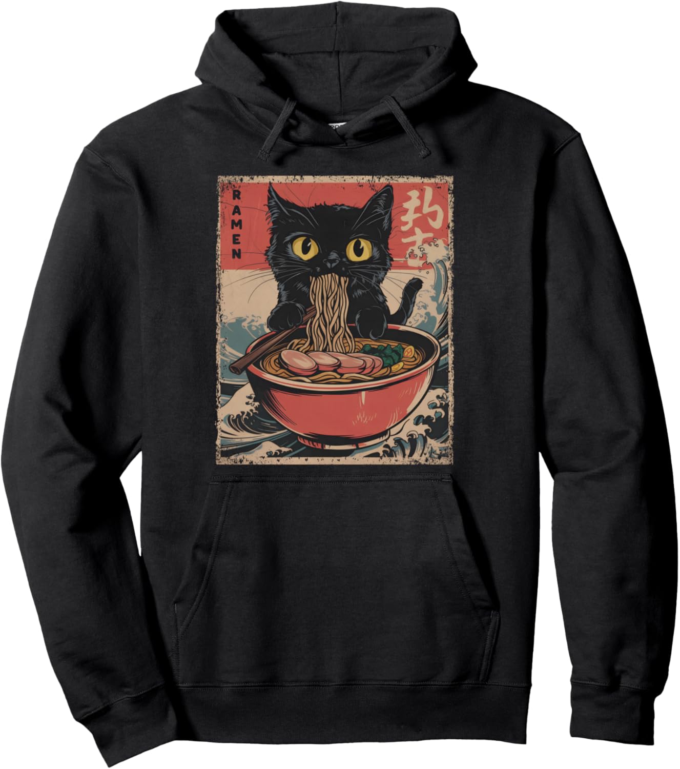 Cat Ramen Japanese Funny Graphic Tees Kawaii Cat Anime Gifts Pullover Hoodie