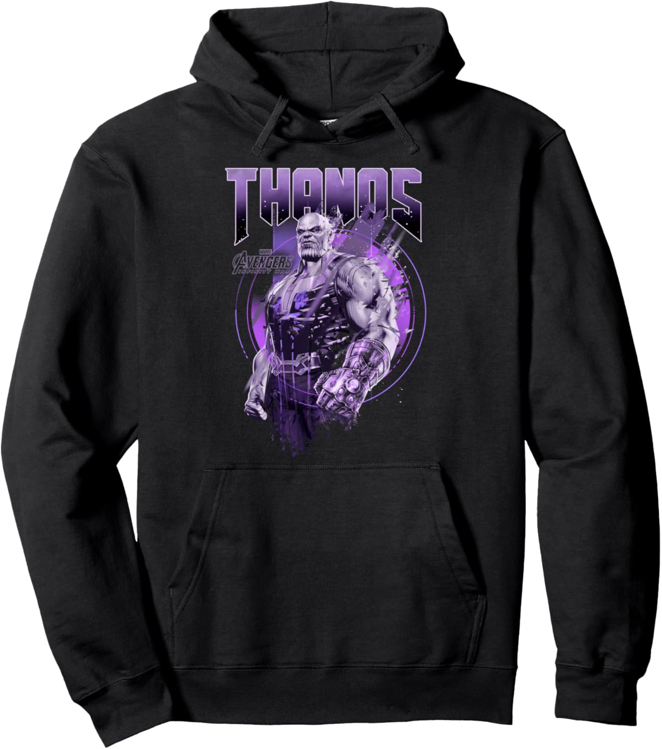 Marvel Infinity War Thanos Purple Distressed Graphic Hoodie Pullover Hoodie