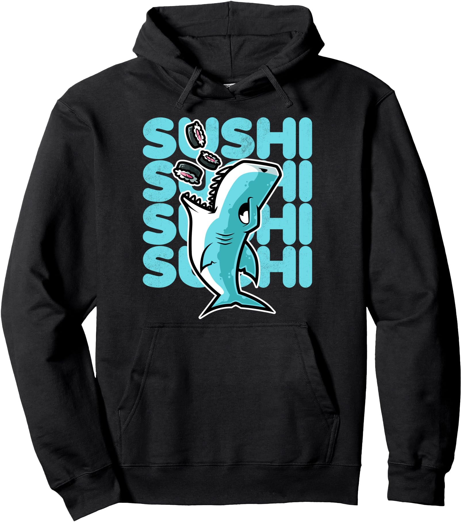 Shark Sushi Nigiri Kawaii Neko Anime Japanese Pullover Hoodie