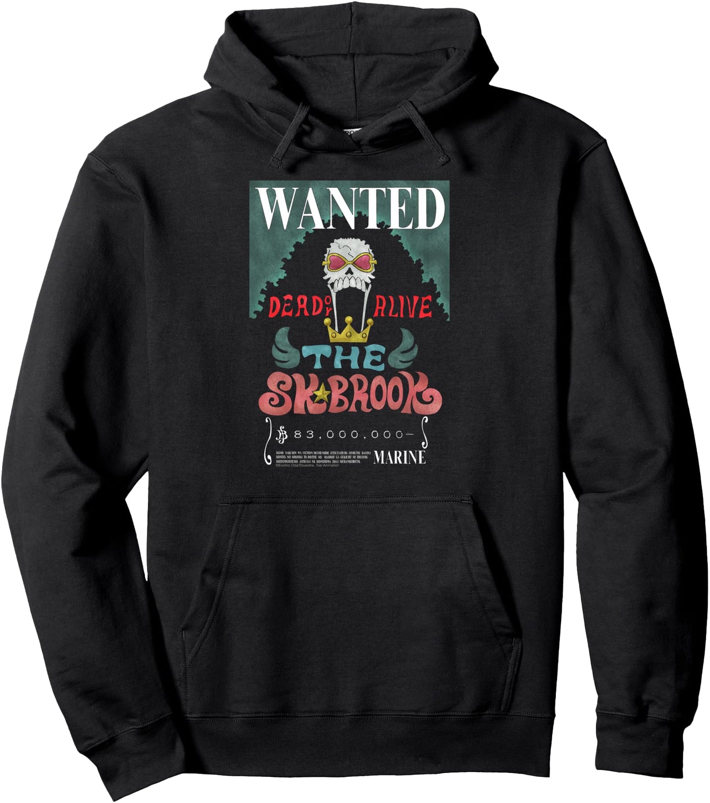 One Piece Anime Soul King Brook Wanted Poster Pullover Hoodie