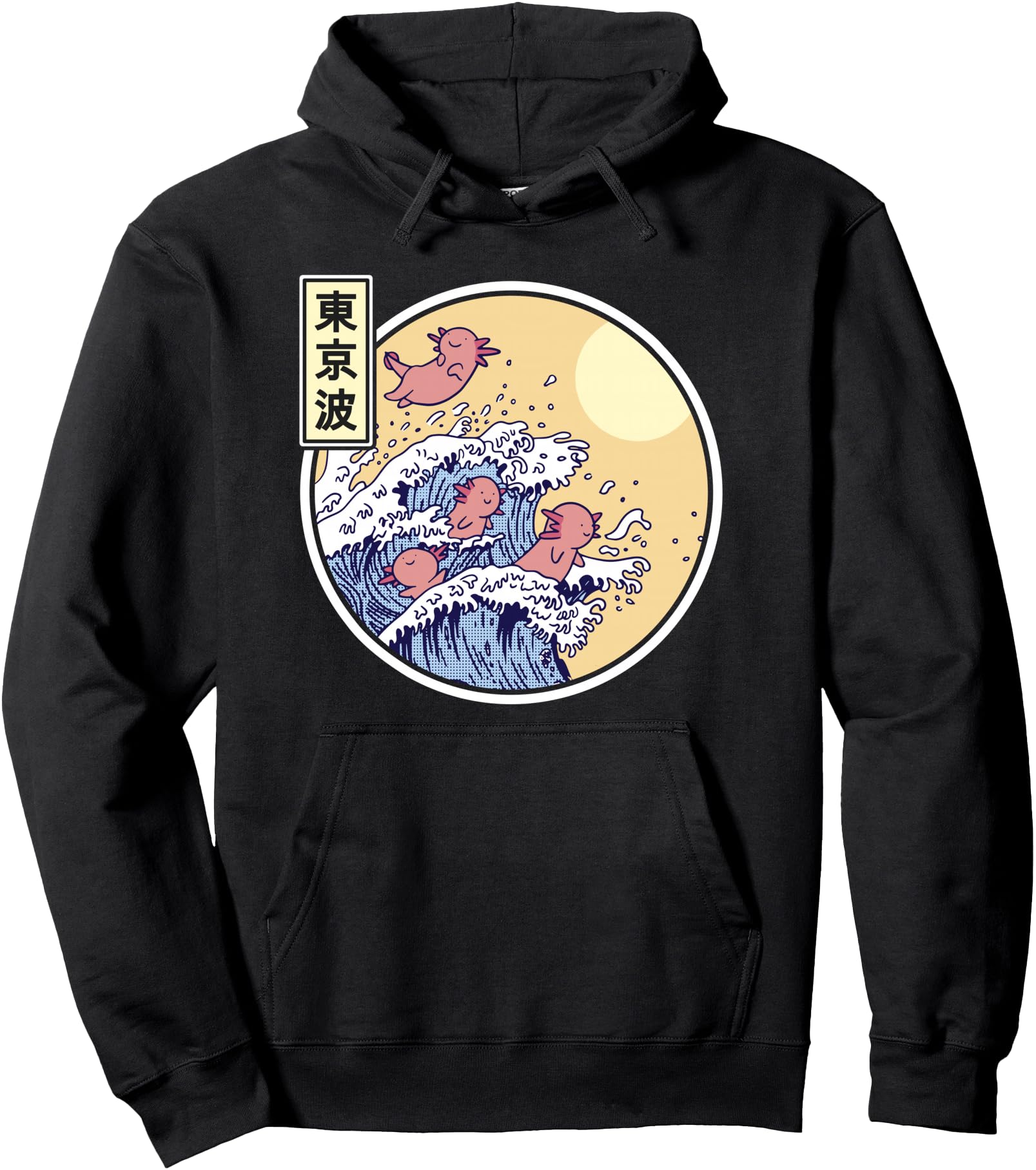 Axolotl Surfing Japanese Waves Japan Aesthetic Girls Teen Pullover Hoodie