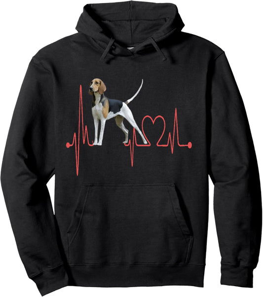 Anglo French Hound Dog Heartbeat EKG Funny Pet Lovers Owners Pullover Hoodie