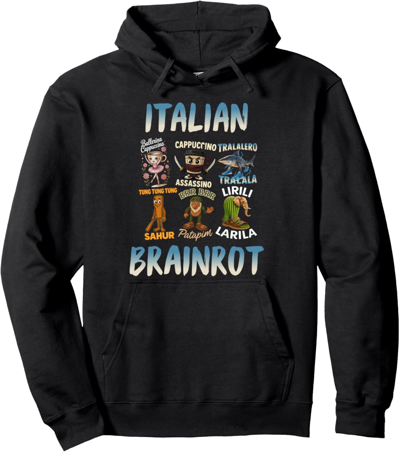 Funny Kids Meme Italian Brainrot Pullover Hoodie