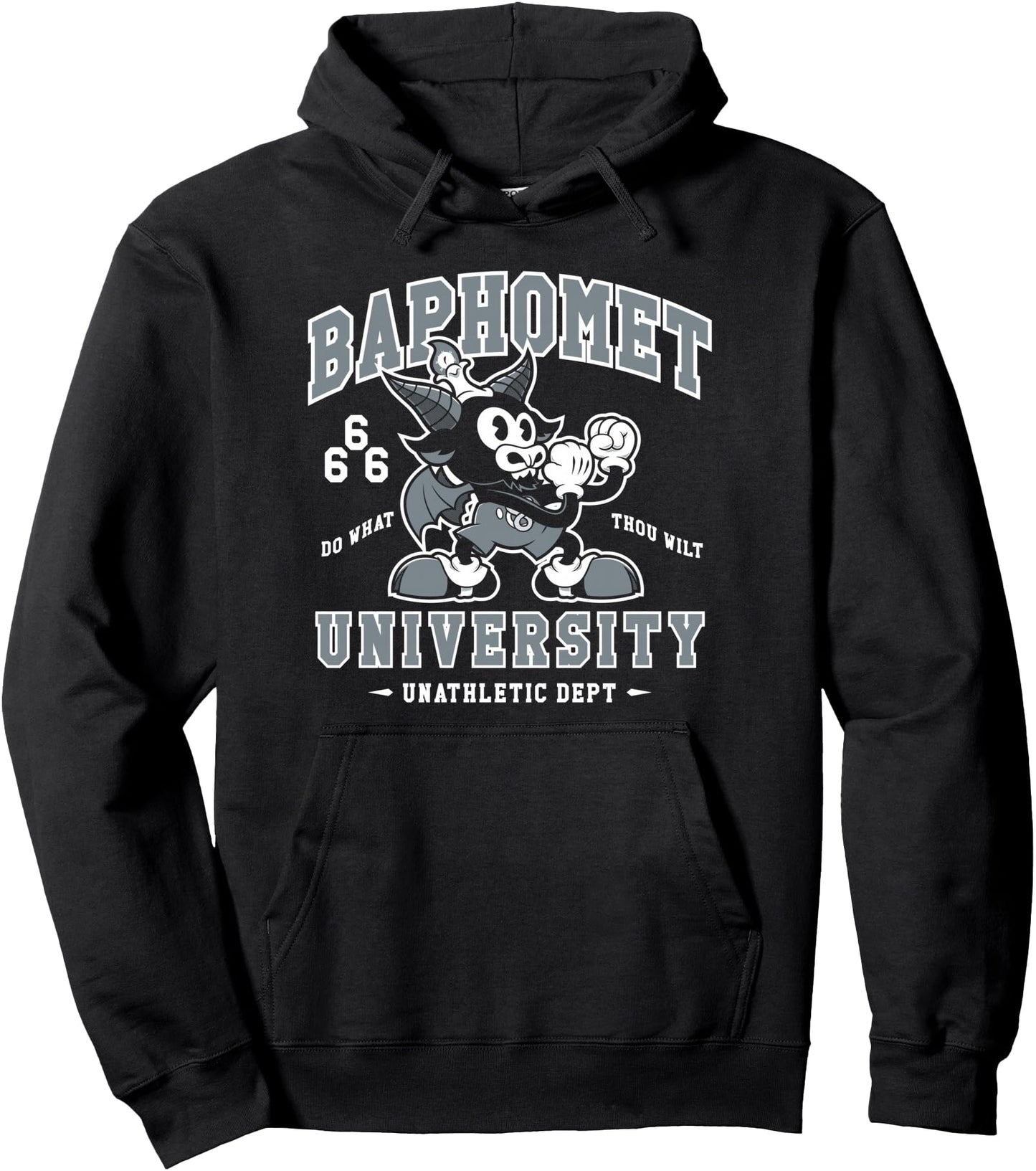 Baphomet University - Vintage Cartoon Devil - School Mascot Pullover Hoodie