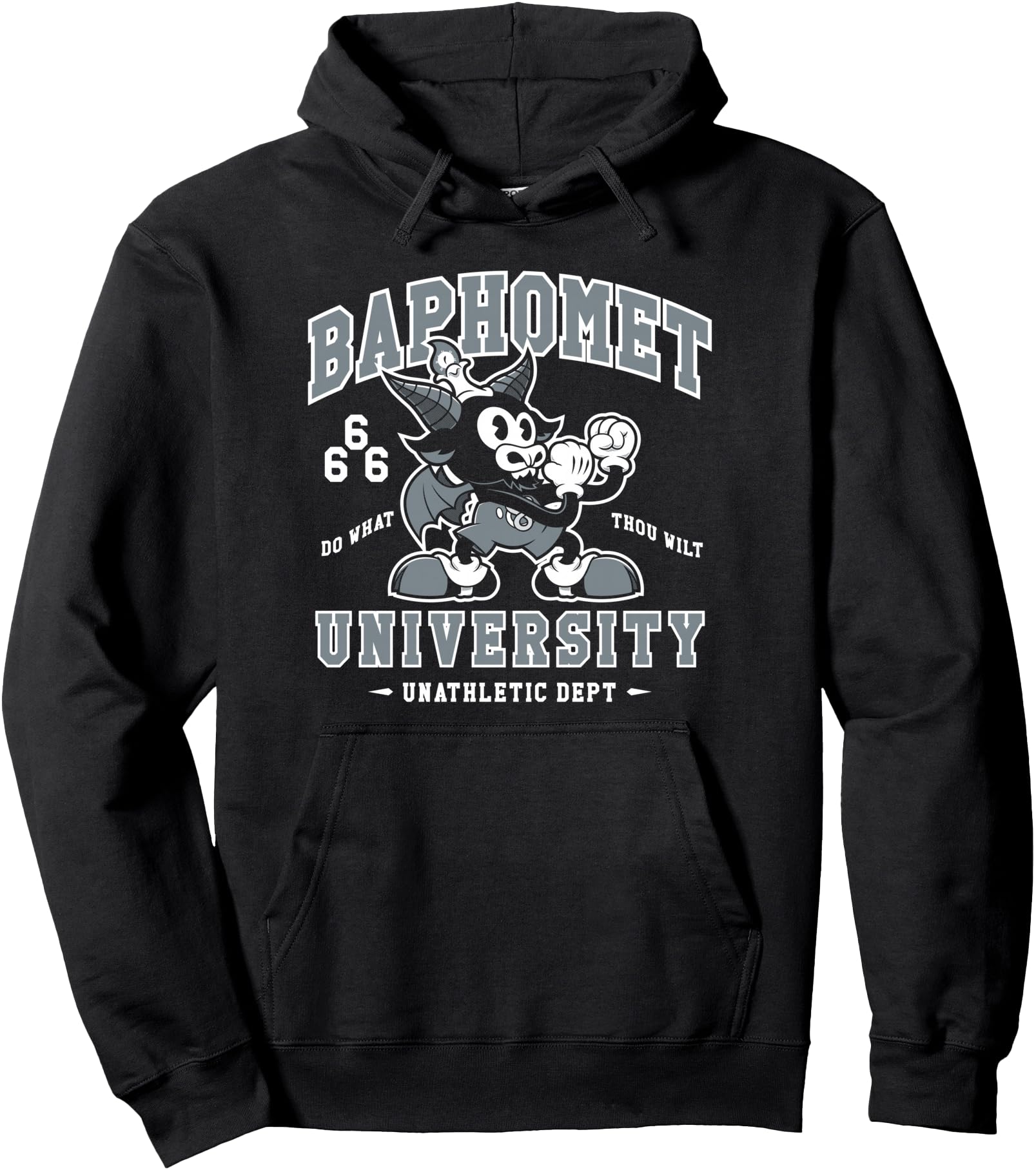 Baphomet University - Vintage Cartoon Devil - School Mascot Pullover Hoodie