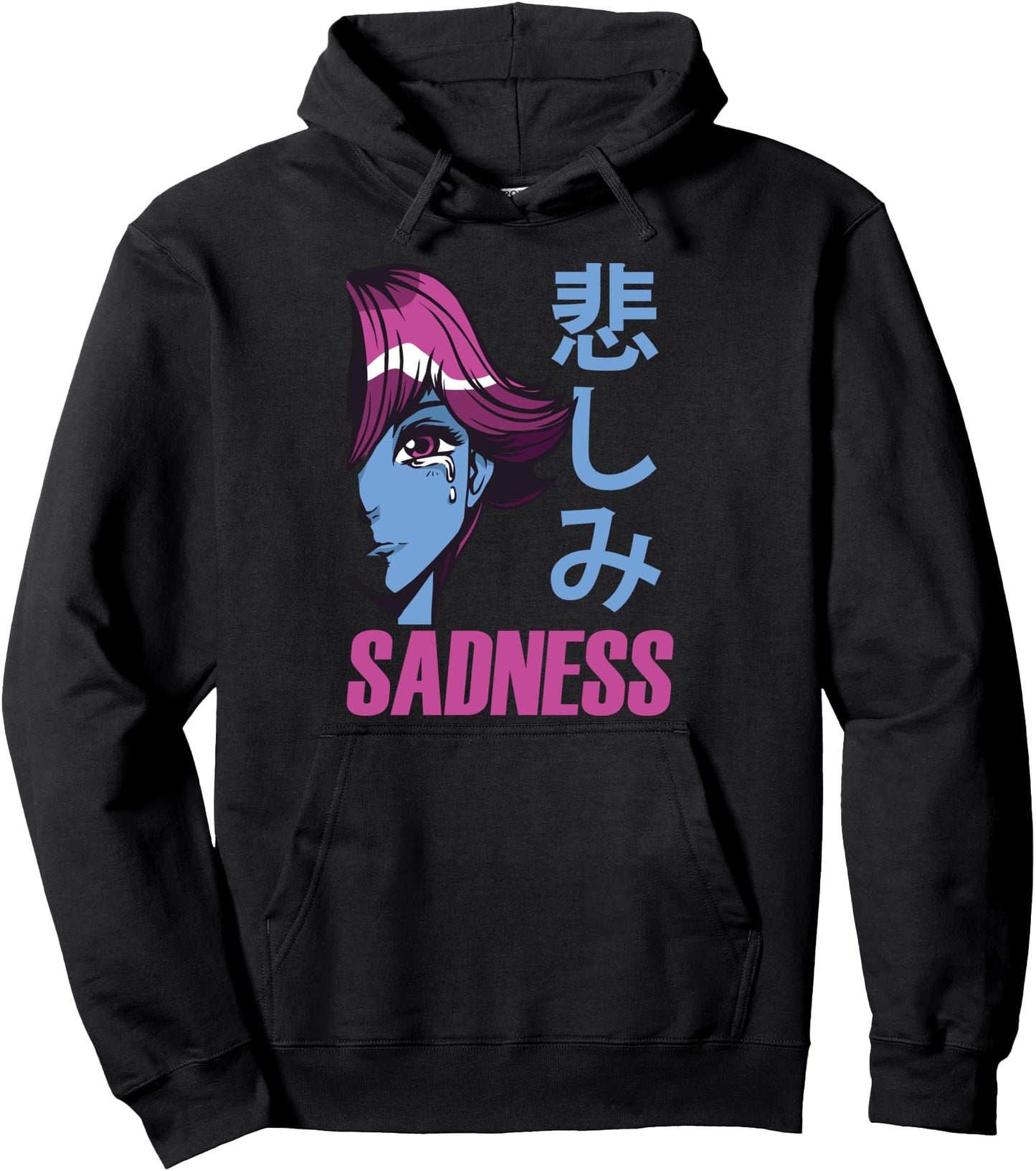 Sadness Anime Girl - Sad Japanese Woman Pullover Hoodie