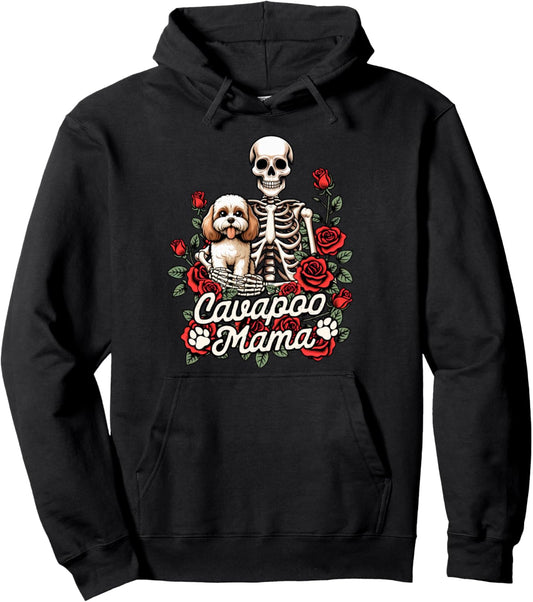 Cavapoo Mom Skeleton Dog Mom Dog Owner Cavapoo Mama Pullover Hoodie