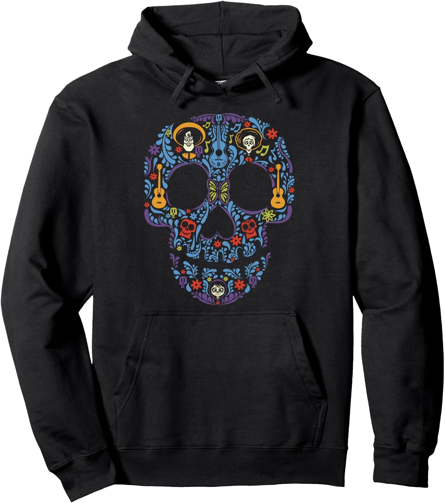 Disney Pixar Coco Classic Day Of The Dead Skull Chest Logo Pullover Hoodie