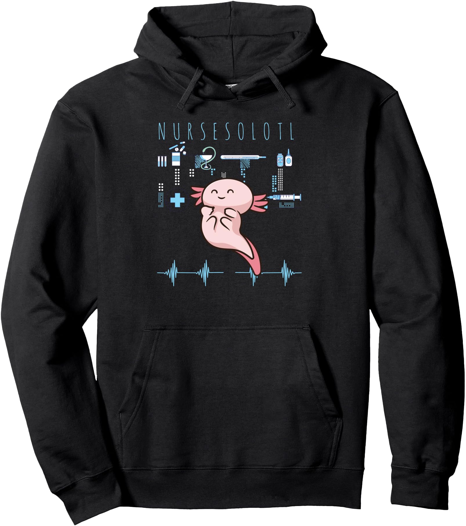Nursolotl Funny Axolotl Nursing Medical RN Nurse Japanese Pullover Hoodie