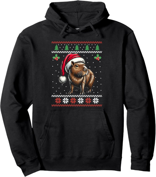 Capybara Santa Hat Ugly Christmas Sweater Xmas Pullover Hoodie