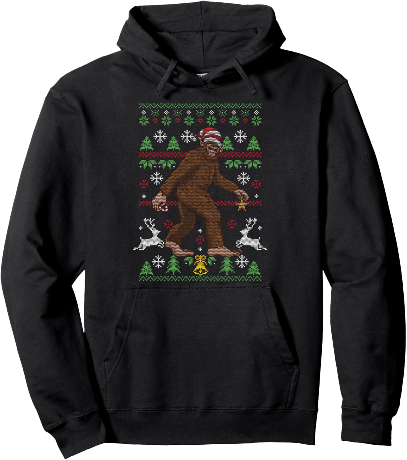 Ugly Christmas Funny Holiday Hat Elf Sasquatch Bigfoot Xmas Pullover Hoodie