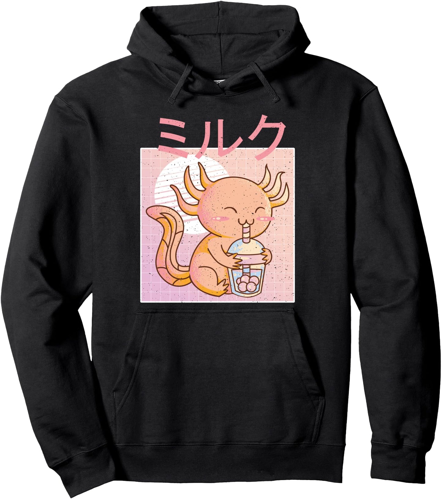 Pretty Art of Axolotl Lover Bobalotl Boba Tea Kawaii Anime Pullover Hoodie