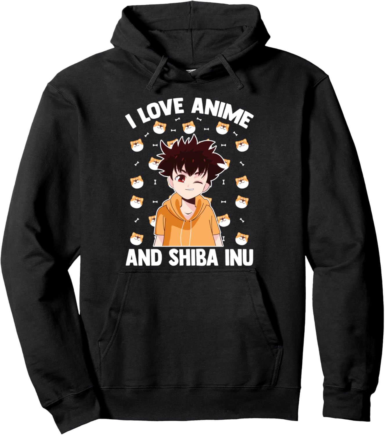 Kawaii Manga Boy - I Love Anime And Shiba Inu - Otaku Pullover Hoodie