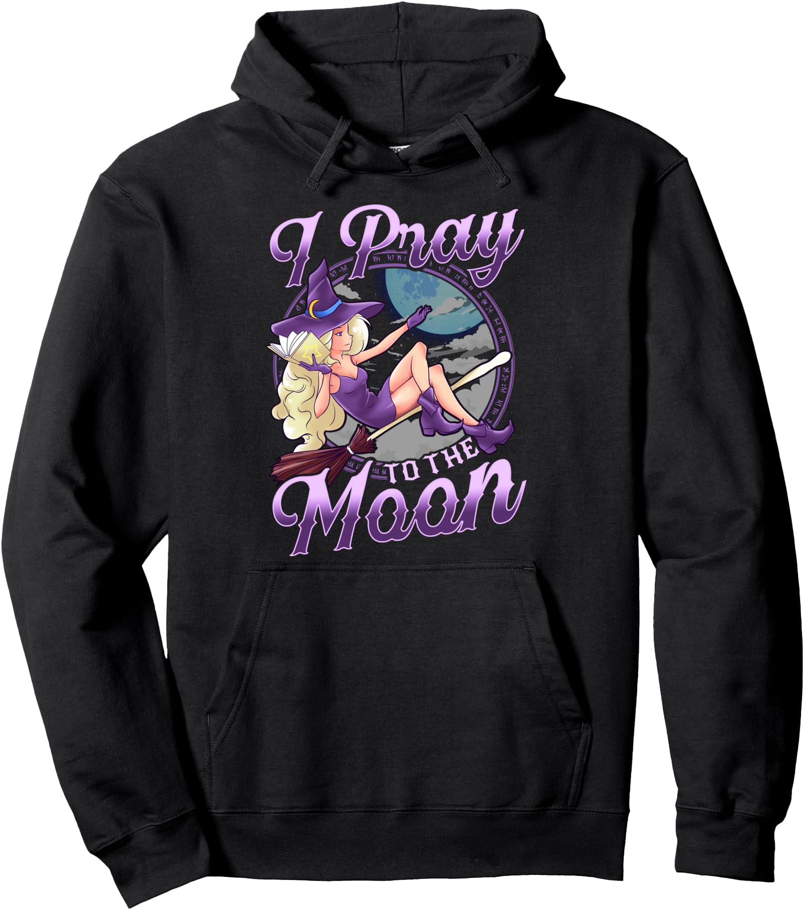 Halloween Witch I Pray to Moon Anime Pullover Hoodie