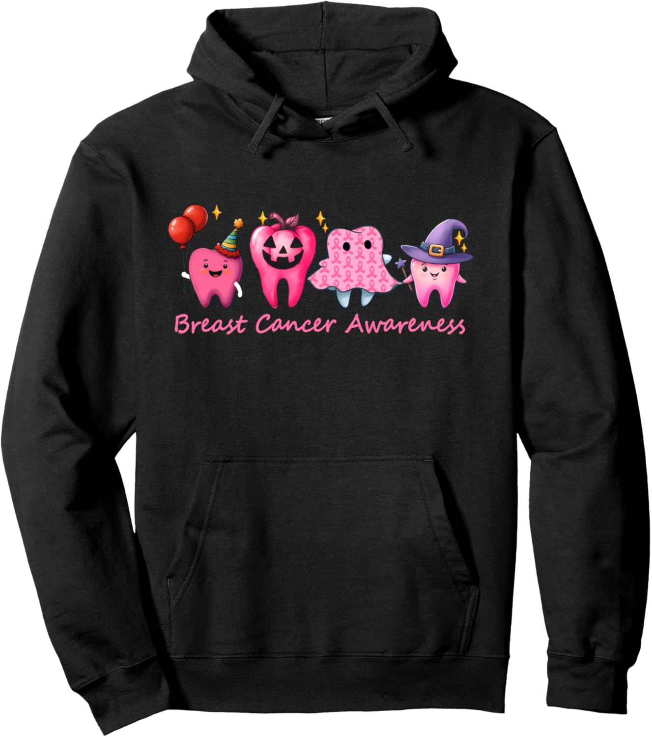 Dental Breast Cancer Awareness Tooth Dental Pink Ribbon Pullover Hoodie