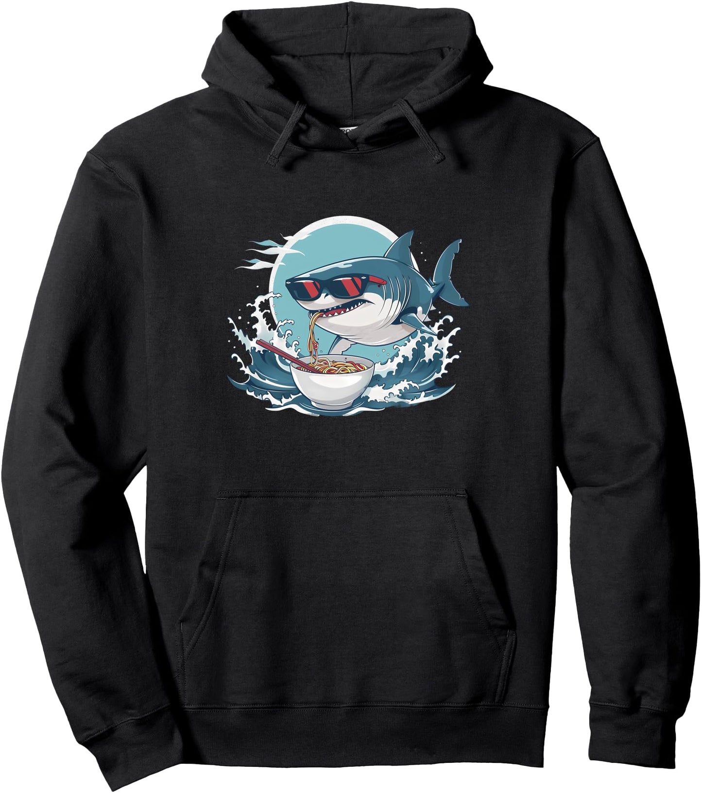 Shark Eating Ramen Noodles Shark Ramen Bowl Japanese Noodles Pullover Hoodie