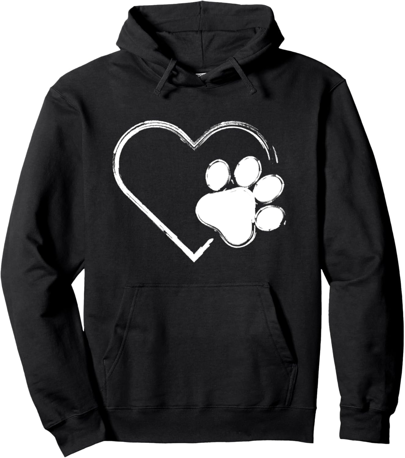 Cat Dog Paw Print White Heart for Pet Lover Pullover Hoodie